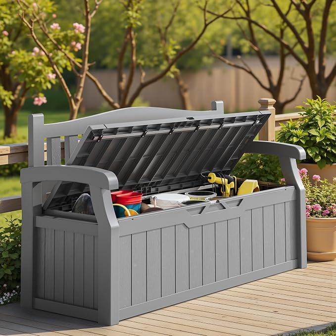 Homall 75 Gallon Outdoor Storage Benches Lockable Deck Box Waterproof | UV - Image 7