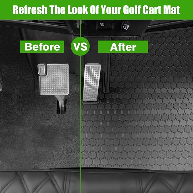 Golf Cart Floor Mat for Yamaha G29 Drive, Upgraded Non-Slip Full Coverage Liner Mats Replacement Thick Rubber, Hexagonal Pattern