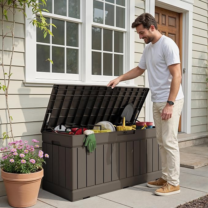 Devoko 78 Gallon Deck Box, Waterproof Resin Outdoor Storage Box | Outdoor - Image 7