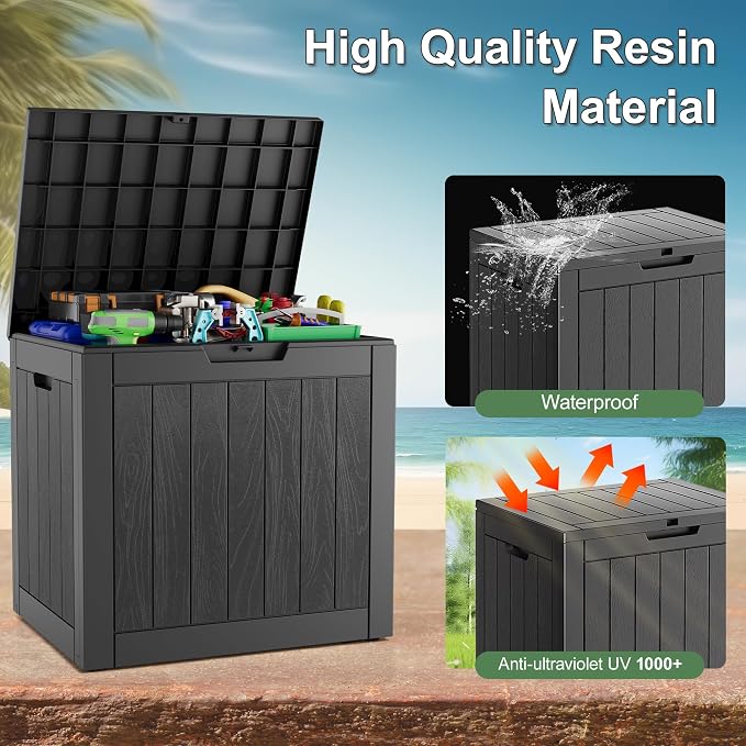 Deck Box, 32 Gallon Resin Indoor and Outdoor Storage Boxes Waterproof - Image 4