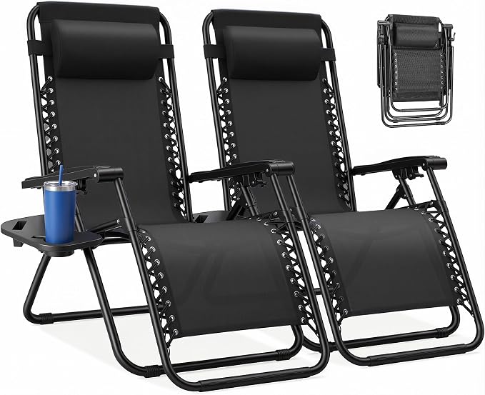 NEWBULIG Zero Gravity Chairs Set of 2, Lounge Chair Folding Portable Adjustable by NEWBULIG