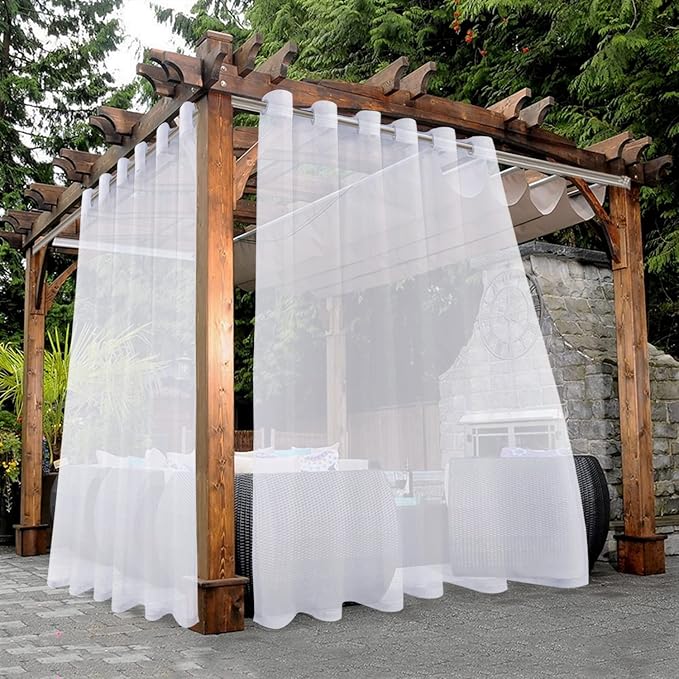 BONZER White Outdoor Sheer Curtains by Bonzer