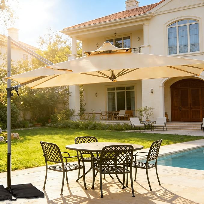 Patio Umbrella, Rectangle Outdoor Cantilever Umbrella, Aluminum Offset Umbrella - Image 2