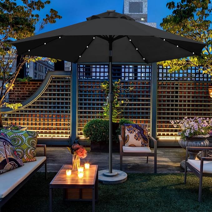 Sunnyglade 9' Solar LED Patio Umbrella, 8 Ribs, Tilt & Crank | 9Ft Patio - Image 6