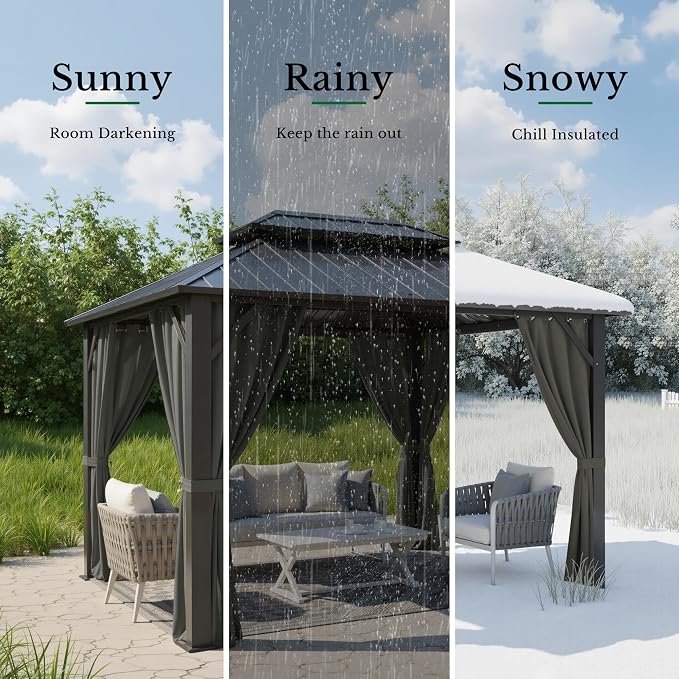 Outdoor Patio Curtains Waterproof Panel W52 x L95 Inch Grey, 1 Panel | Grommet - Image 5
