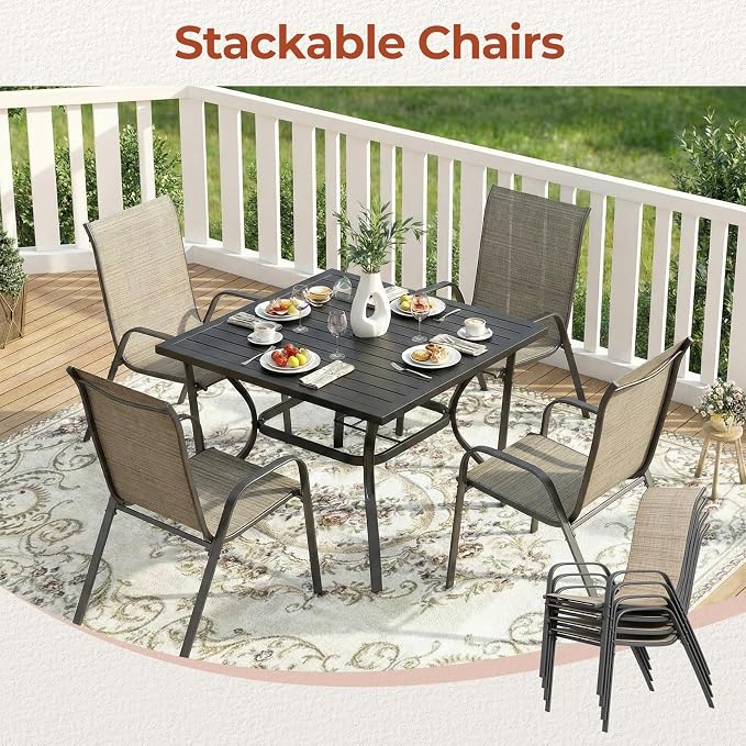 TLSUNNY Patio Chair, Outdoor Stackable Textilene Chairs Set of 4, - Image 8