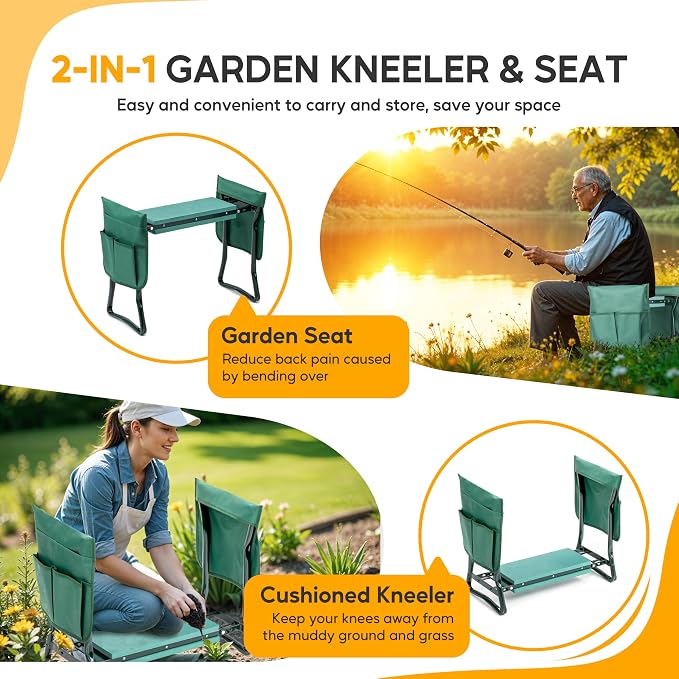 Simple Deluxe Garden Kneeler and Seat, Foldable Kneeling Stool - Image 5