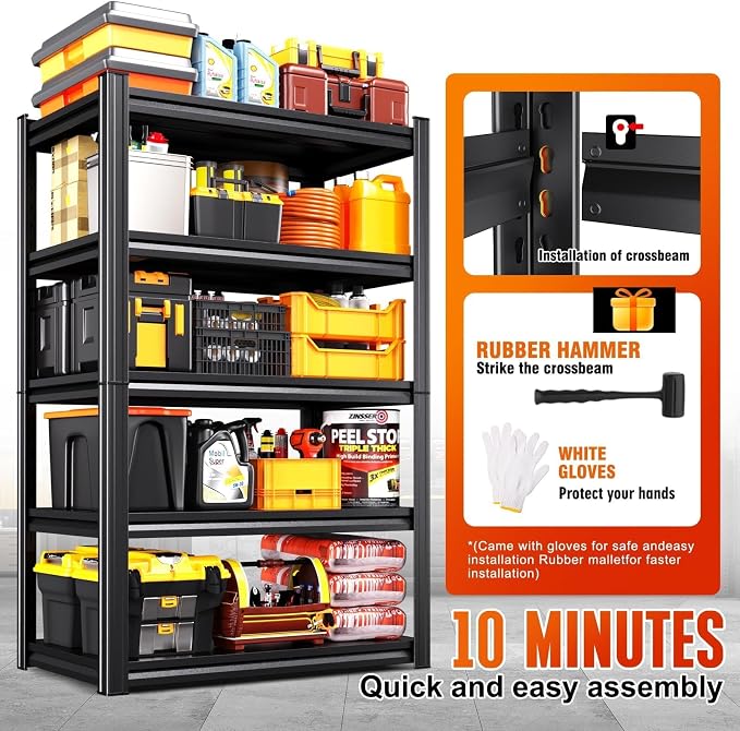 2-pack 46''W Storage Shelves, Adjustable Shelving Unit, 5T Metal Garage Shelving - Image 4