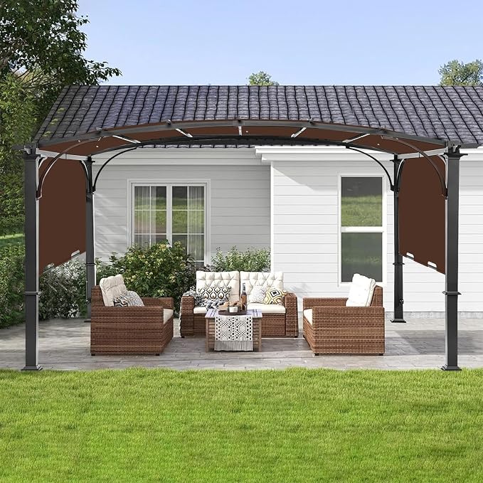 200x103 in Pergola Canopy Replacement Shade Cover Only, Coffee | Fits 10x10 ft - Image 6