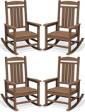 Oversized Outdoor Rocking Chairs Set of 4, HDPE Porch Rocker by KINGYES