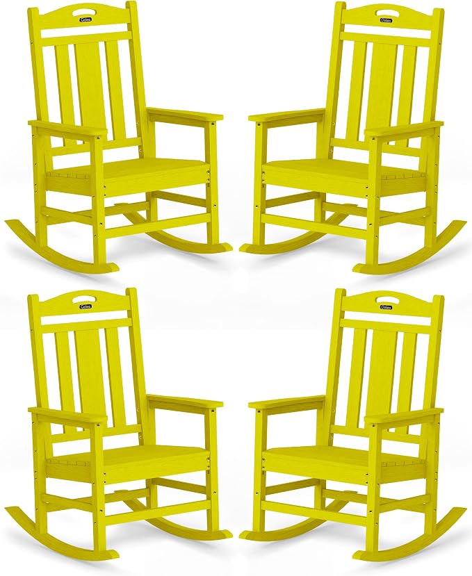 Oversized Outdoor Rocking Chairs Set of 4, 380lbs Heavy-Duty Large Patio Rocker by CIOKEA