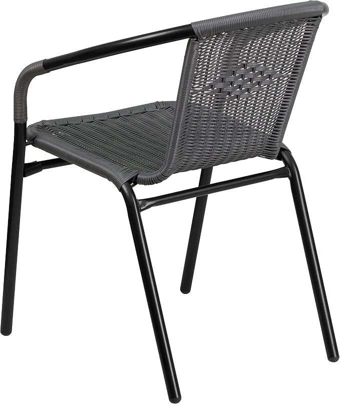 Flash Furniture Lila Modern Rattan Indoor/Outdoor Stackable Dining Chairs - Image 9