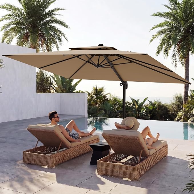 10x13 FT Patio Cantilever Umbrella, Rectangular Heavy Duty Offset Umbrella - Image 9