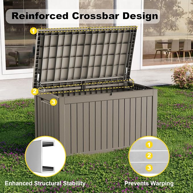 280 Gallon Waterproof Outdoor Storage Box, UV Resistant Resin Deck Box - Image 4