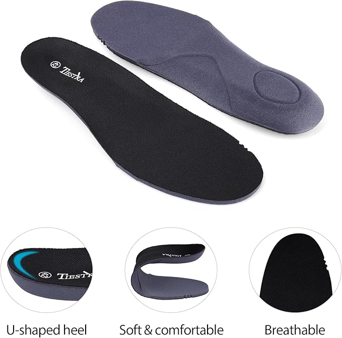 Insoles for Mens Memory Foam Shoe Inserts,Replacement Insoles for Work Boot Running Shoes-Shock Absorption and Cushion for Feet Relief,Comfort Inner Soles for Everyday Use Black 43EU/US10