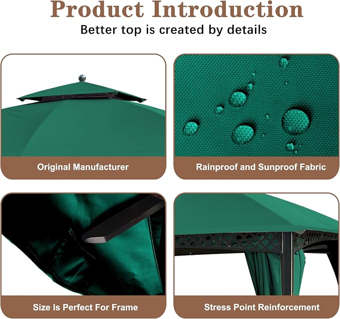 SCOCANOPY Replacement Top for 10X12Ft Oakmont Gazebo L-GZ1188PST-A, Pinehurst - Image 4
