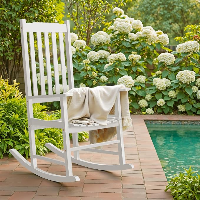 Flamaker Acacia Wooden Rocking Chair Outdoor Rocking Chair | Oversized Wooden - Image 2