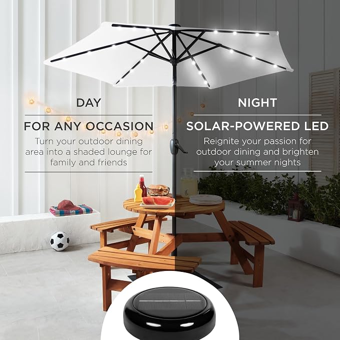Best Choice Products 7.5ft Solar Umbrella LED Lighted Patio Umbrella, Table - Image 3