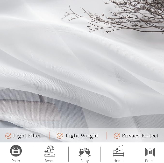 MIULEE White Waterproof Outdoor Sheer Curtains - Image 4