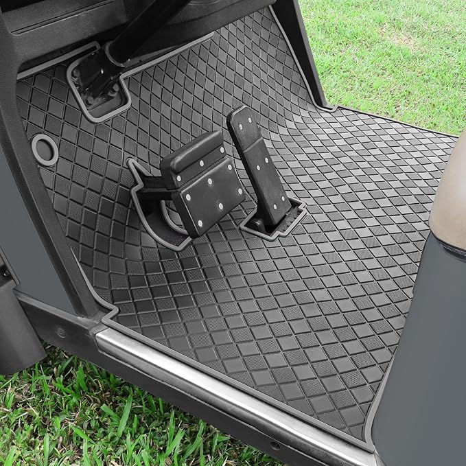 Golf Cart Floor Liner Mat 8mm Thick Rubber Full Coverage Fit for EZGO TXT (1994-2025), Express S4 (2012-2020), Cushman Workhorse, EX1 (2020), Valor, Navitas, Some Star Carts Mats Replacement