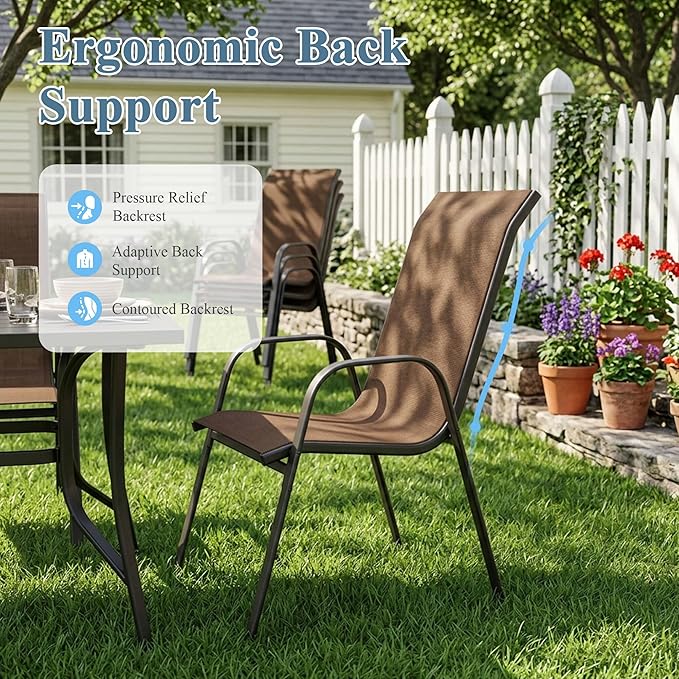 DIFY Patio Chairs Set of 6, Stackable Outdoor Dining Chairs Set - Image 6