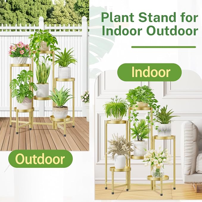 iDavosic.ly Plant Stand Indoor Outdoor, 6 Tier Metal Corner Shelf, Folding - Image 6