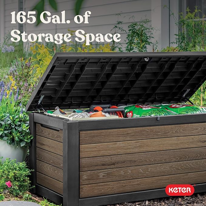 Keter Signature Collection 165 Gallon Resin Deck Box Organization and Storage - Image 5