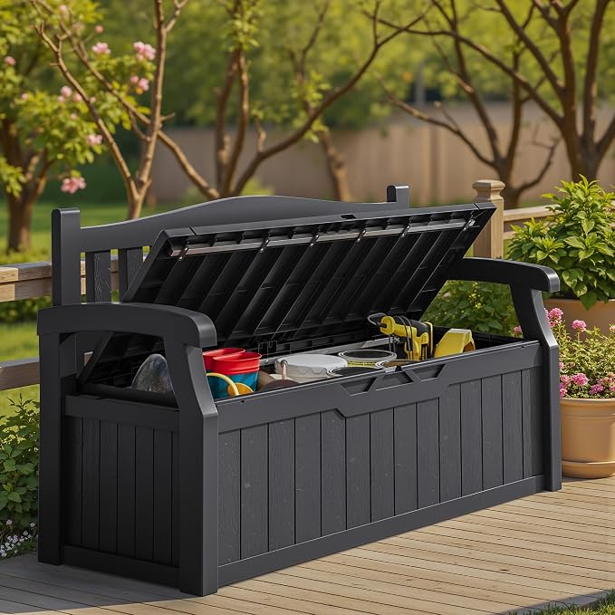 Homall 75 Gallon Outdoor Storage Benches Lockable Deck Box Waterproof | UV - Image 7