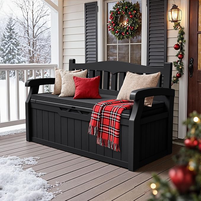 JUMMICO 80 Gallon Resin Outdoor Storage Bench - Image 7