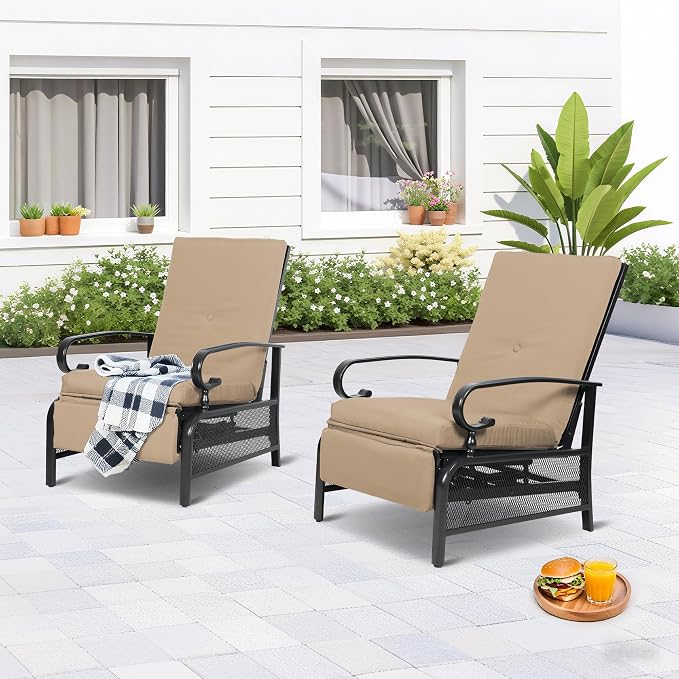 Incbruce Outdoor Lounge Chair Set of 2 Patio Furniture Adjustable Recliner - Image 7