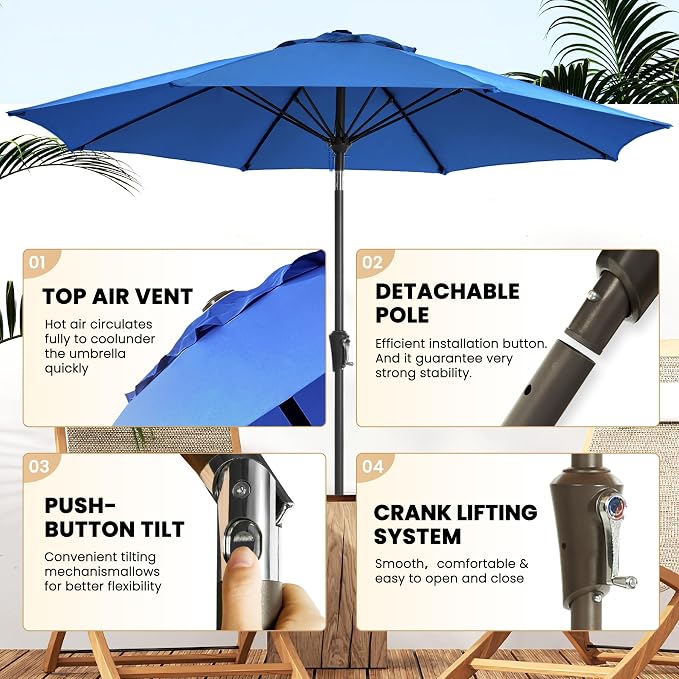 Ayge 9FT Patio Umbrella Outdoor Umbrella Patio - Image 2