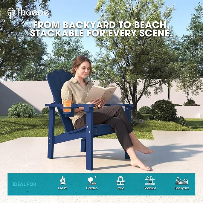 THOEOE Stackable Adirondack Chair Set of 6, Fire Pit Chairs, Space Saving - Image 7