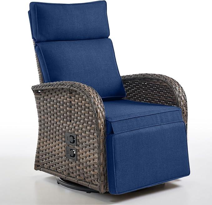 Dual-Adjust Outdoor Swivel Recliner Chairs – Reclining Patio Chair by Belord