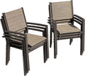 Flamaker Patio Chairs Textilene Outdoor Chairs Set of 6 Stackable Dining Chair by Flamaker