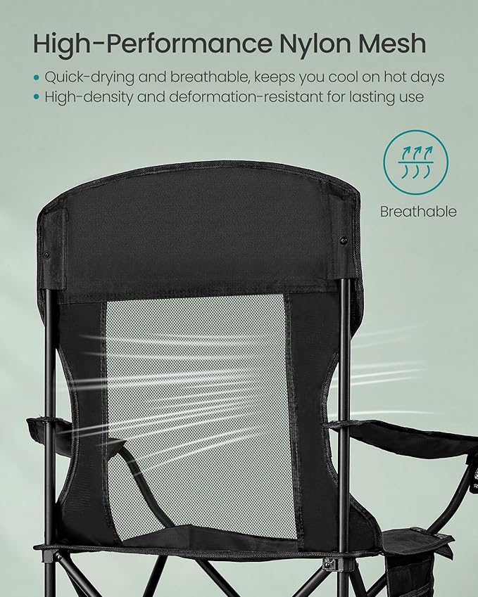 SONGMICS 2 Pack Breathable Camping Chairs, 330 lb Capacity Foldable Outdoor - Image 4