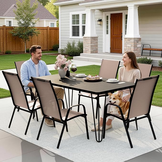 JEAREY Patio Dining Chairs Set of 4, Outdoor Stackable Dining Furniture Set - Image 6