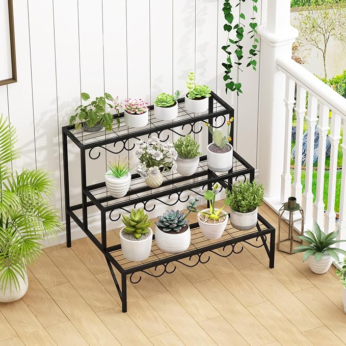 3-Tier Metal Plant Stand, Heavy Duty Flower Pot Display Rack | Heavy-duty metal - Image 6