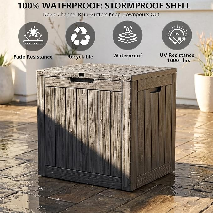 Outdoor Storage Box, 35 Gallon Waterproof Deck Box, Quick Snap-Lock Resin - Image 4
