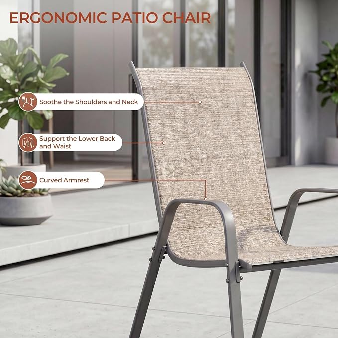 TLSUNNY Patio Chair, Outdoor Stackable Textilene Chairs Set of 4, - Image 4