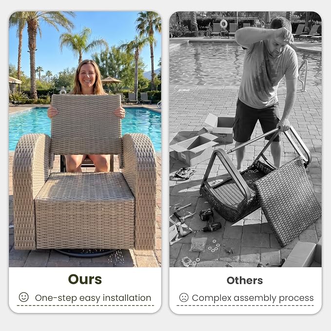 Oversized Wicker Outdoor Swivel Glider Recliner - Image 7