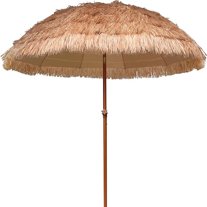 AMMSUN 7.5ft Hula Thatched Tiki Patio Beach Umbrella Hawaiian Style 10 Ribs UPF by AMMSUN
