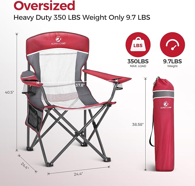 ALPHA CAMP Oversized Fully Padded Camping Chairs - Image 2