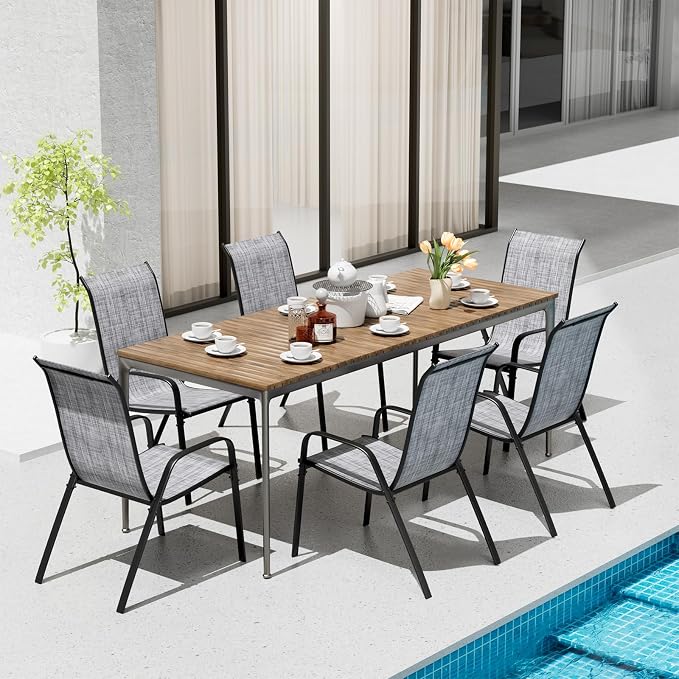 TLSUNNY Patio Chair, Outdoor Stackable Textilene Chairs Set of 6, - Image 9