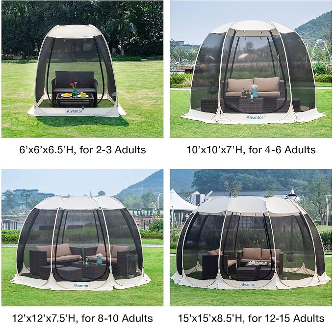 Alvantor Pop Up Screen House Tent, Instant Outdoor Gazebo - Image 5