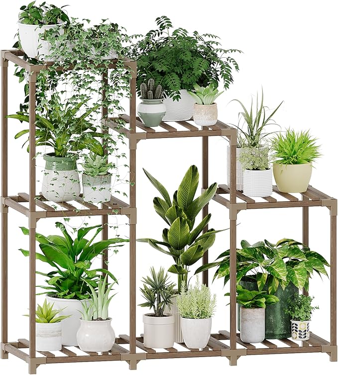Bamworld Plant Stand Indoor Wood Plant Shelf Outdoor Tiered Plant Rack | by Bamworld