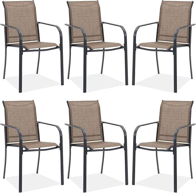 Outdoor Chairs Set of 6, Stackable Patio Dining Chairs by Offeroutdoorsolutions