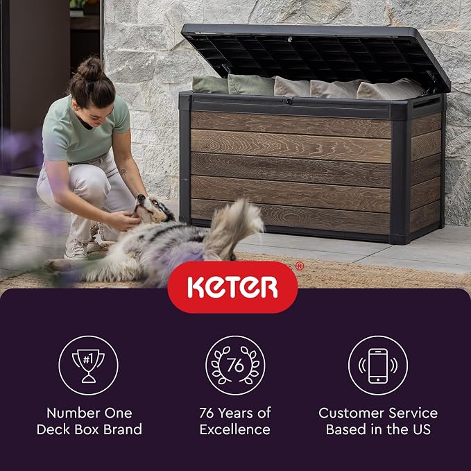 Keter Walnut 100 Gallon Resin Deck Box-Organization and Storage - Image 10
