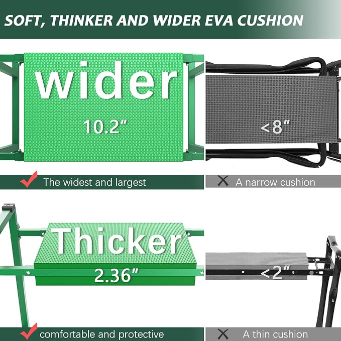 Garden Kneeler and Seat, 10.2" Wider Heavy Duty Thick - Image 2