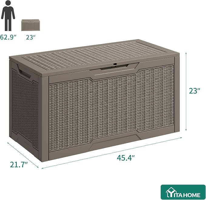 YITAHOME 100 Gallon Large Resin Deck Box Outdoor Storage Boxes - Image 5