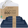 Threadmill King Size Sheets for King Mattress | 800 Thread Count Jacquard Folkstone Blue | Better Than Egyptian Cotton | 4 Pc Bed Sheets | Damask Sheets Fits 16'' Deep Pocket | 100% Cotton Sheet
